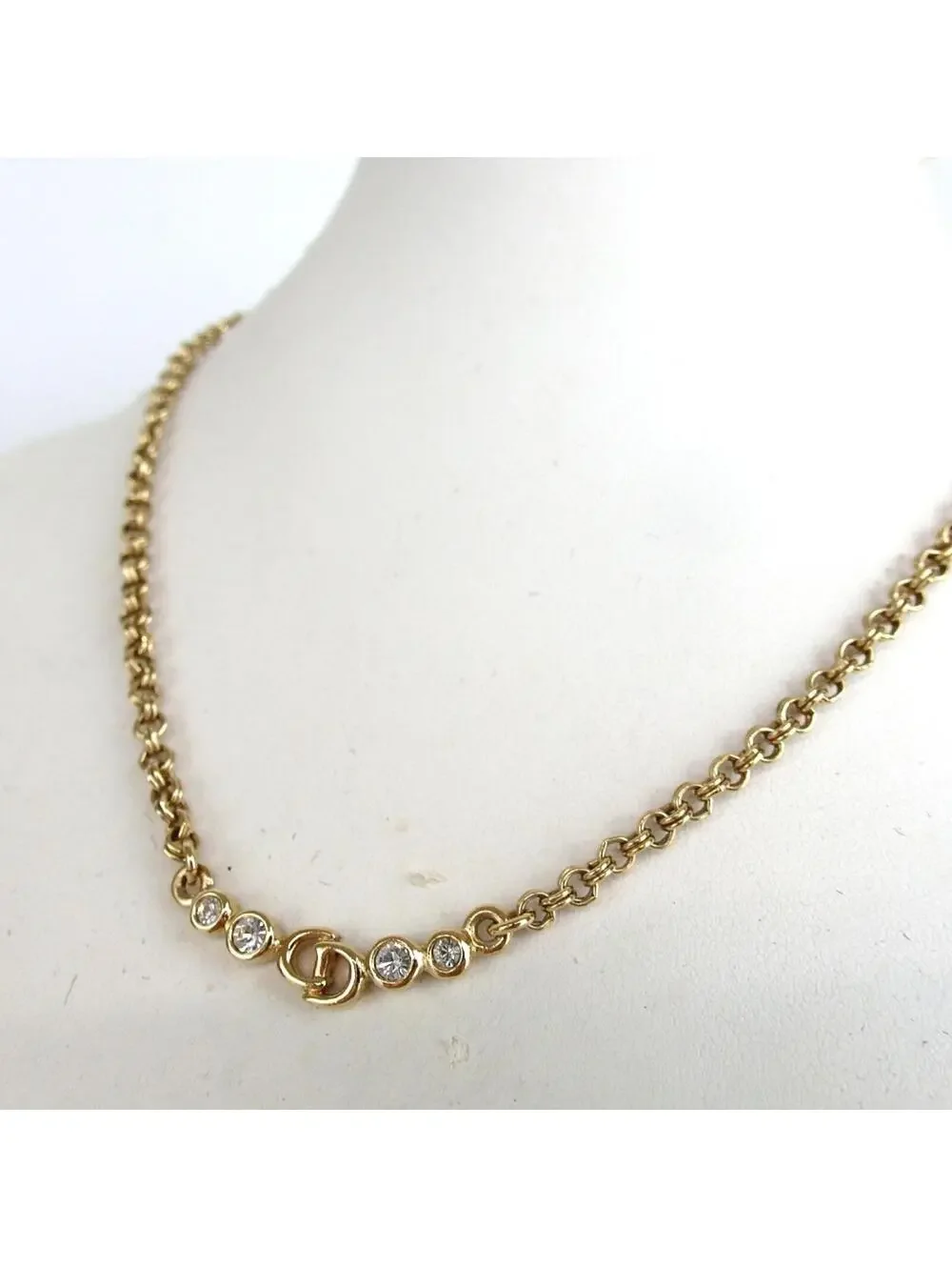 Authentic Christian Dior linestone necklace metal[Used] - Picture 3 of 9